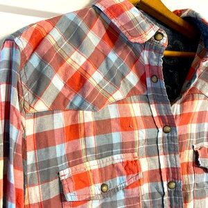 Western pearl snap button down plaid flannel